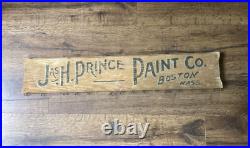 1890s Wood Painted Trade Sign Jas. H. Prince Paint Co Boston MA Mass Free Ship