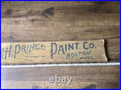 1890s Wood Painted Trade Sign Jas. H. Prince Paint Co Boston MA Mass Free Ship