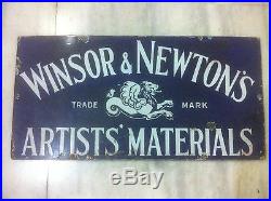 1900s WINSOR & NEWTON ARTIST WATERCOLOUR OIL PAINT STORE VINTAGE PORCELAIN SIGN