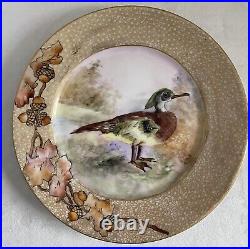 1916 Hand-painted Gilt Bird Cabinet Plates 8.5 in Signed Amelia Smeltz set of 6