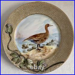 1916 Hand-painted Gilt Bird Cabinet Plates 8.5 in Signed Amelia Smeltz set of 6