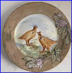 1916 Hand-painted Gilt Bird Cabinet Plates 8.5 in Signed Amelia Smeltz set of 6