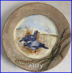 1916 Hand-painted Gilt Bird Cabinet Plates 8.5 in Signed Amelia Smeltz set of 6