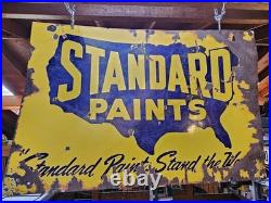 1920s Standard Paints Porcelain Sign Double Sided 24x36 Vintage Advertising