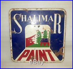 1930's Vintage Old Collectible Shalimar Paint Ad Porcelain Enamel Sign Board