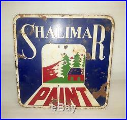 1930's Vintage Old Collectible Shalimar Paint Ad Porcelain Enamel Sign Board