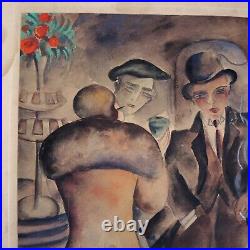 1930s Watercolor Figures City Life Signed WPA Era Regionalism Social Realism Vtg