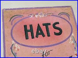 1930s vintage SPRING HATS 1936 Hand Painted SIGN Art Deco Fashion Store Display