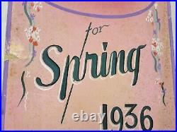 1930s vintage SPRING HATS 1936 Hand Painted SIGN Art Deco Fashion Store Display