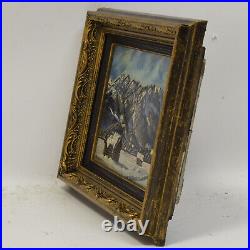 1937 vintage oil painting signed winter mountain landscape 12,2 x 9,5 in