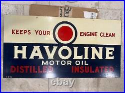 1938 Vintage HAVOLINE MOTOR OIL Tin Sign Original Painted Metal Double Sided