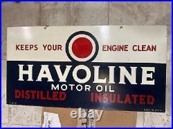 1938 Vintage HAVOLINE MOTOR OIL Tin Sign Original Painted Metal Double Sided