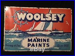 1940's Vintage Porcelain Woolsey Marine Paints Enamel Sign
