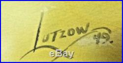 1949 Vtg Western Cowboy Artist Watercolor Titled Cattle Rustler Signed Lutzow
