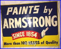 1950's Vintage Armstrong Paints Flange Metal Sign. Double Sided