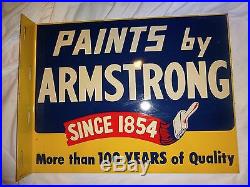 1950's Vintage Armstrong Paints Flange Metal Sign. Double Sided