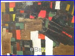 1950s VINTAGE ABSTRACT EXPRESSIONIST OIL PAINTING Mid Century Modern Signed