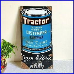 1950s Vintage Tractor Oil Bound Washable Distemper Advertising Enamel Sign Board