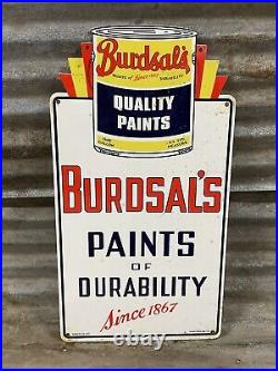 1953 Vintage Porcelain Sign Burdsals Paints Of Durability Art Deco Advertising