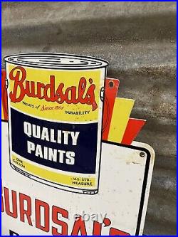 1953 Vintage Porcelain Sign Burdsals Paints Of Durability Art Deco Advertising