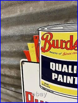 1953 Vintage Porcelain Sign Burdsals Paints Of Durability Art Deco Advertising