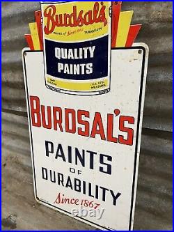 1953 Vintage Porcelain Sign Burdsals Paints Of Durability Art Deco Advertising