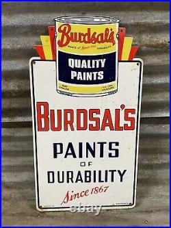 1953 Vintage Porcelain Sign Burdsals Paints Of Durability Art Deco Advertising