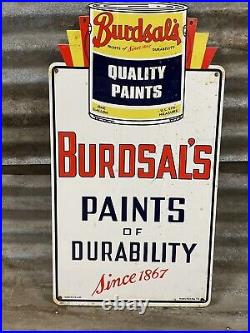 1953 Vintage Porcelain Sign Burdsals Paints Of Durability Art Deco Advertising