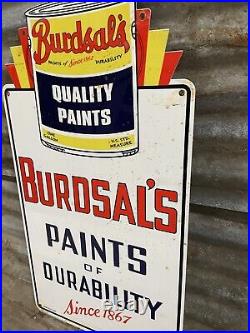 1953 Vintage Porcelain Sign Burdsals Paints Of Durability Art Deco Advertising