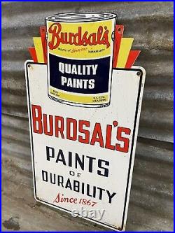 1953 Vintage Porcelain Sign Burdsals Paints Of Durability Art Deco Advertising