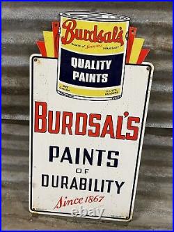 1953 Vintage Porcelain Sign Burdsals Paints Of Durability Art Deco Advertising