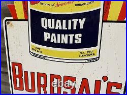 1953 Vintage Porcelain Sign Burdsals Paints Of Durability Art Deco Advertising