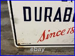 1953 Vintage Porcelain Sign Burdsals Paints Of Durability Art Deco Advertising