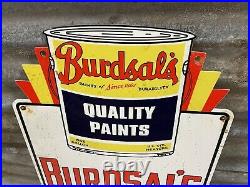 1953 Vintage Porcelain Sign Burdsals Paints Of Durability Art Deco Advertising