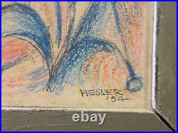 1954 vintage MCM ORIGINAL ABSTRACT PAINTING signed HESLER CALIFORNIA