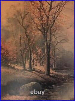 1956 October Morn Large 52x29 Landscape Robert Wood Framed Signed Plaque
