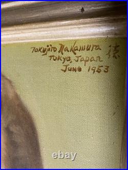 1959 Portrait Post-War Mid Century Signed Framed Vintage 1950s Painting