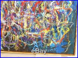 1960 ABSTRACT EXPRESSIONIST ACTION PAINTING VINTAGE MID CENTURY MODERN Signed
