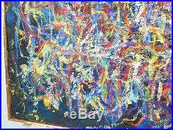 1960 ABSTRACT EXPRESSIONIST ACTION PAINTING VINTAGE MID CENTURY MODERN Signed