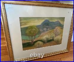 1960 James Rosenberg ORIGINAL PASTEL painting drawing vtg landscape NY Signed