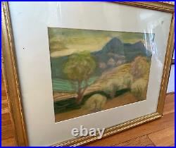 1960 James Rosenberg ORIGINAL PASTEL painting drawing vtg landscape NY Signed