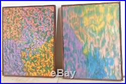 1960s ABSTRACT EXPRESSIONIST OIL PAINTING Vintage Pair Mid Century Modern Signed