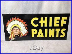 1960s Chief Paints Metal Sign NOS Antique Vintage