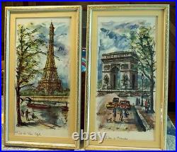 1960s Vintage SIGNED Print ARNO French Watercolor Painting Arc de Triumph Paris