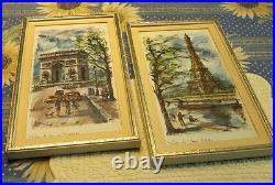 1960s Vintage SIGNED Print ARNO French Watercolor Painting Arc de Triumph Paris