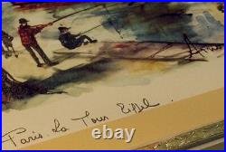 1960s Vintage SIGNED Print ARNO French Watercolor Painting Arc de Triumph Paris