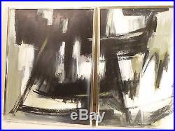 1962 VINTAGE ABSTRACT EXPRESSIONIST ACTION OIL PAINTING Mid Century Signed