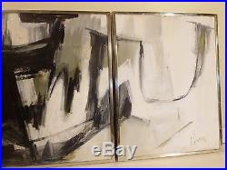 1962 VINTAGE ABSTRACT EXPRESSIONIST ACTION OIL PAINTING Mid Century Signed