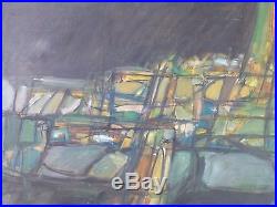 1962 Vintage ABSTRACT EXPRESSIONIST NONOBJECTIVE OIL PAINTING MID CENTURY Signed