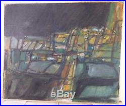 1962 Vintage ABSTRACT EXPRESSIONIST OIL PAINTING MID CENTURY Modernist Signed